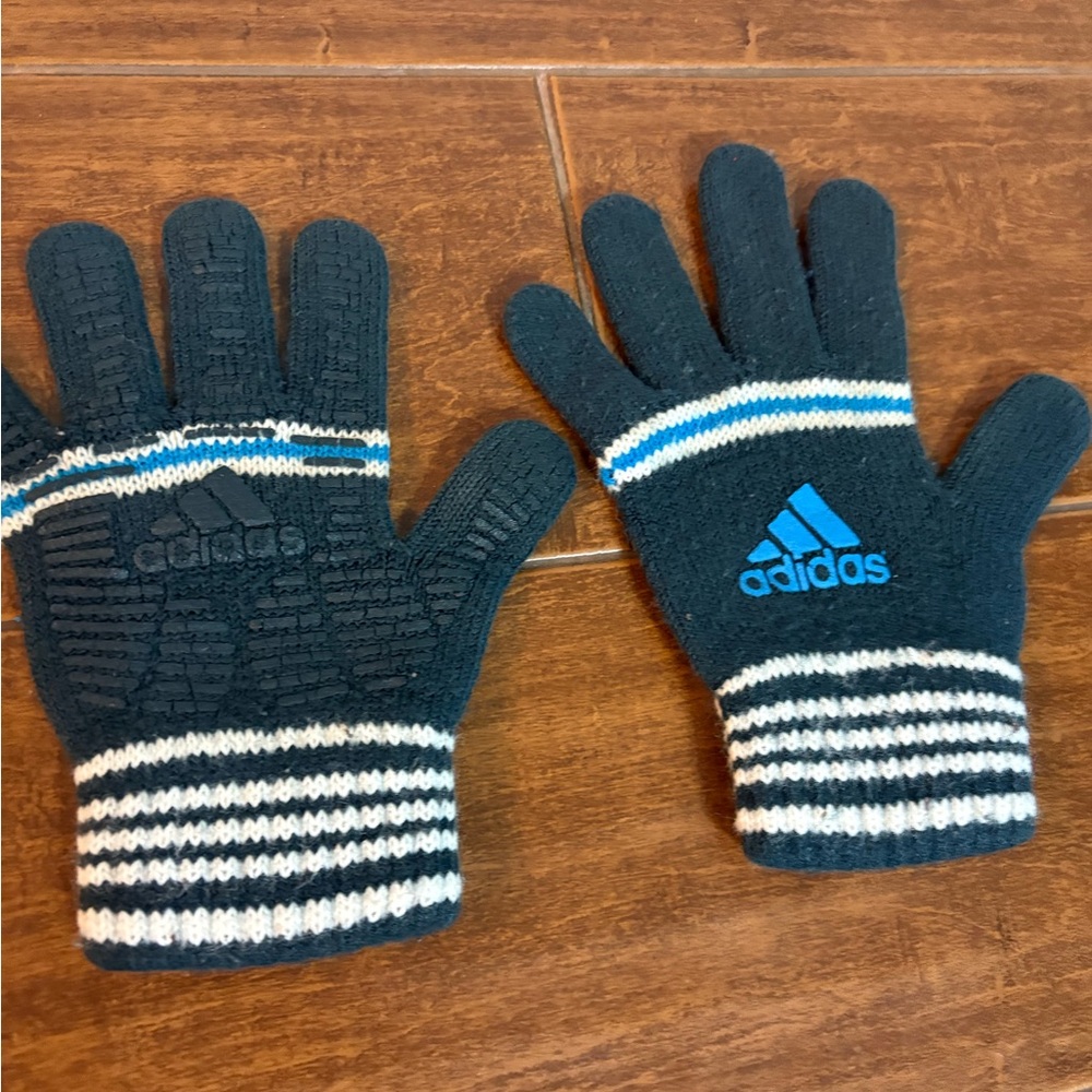 Adidas Kids' Black and Blue Gloves